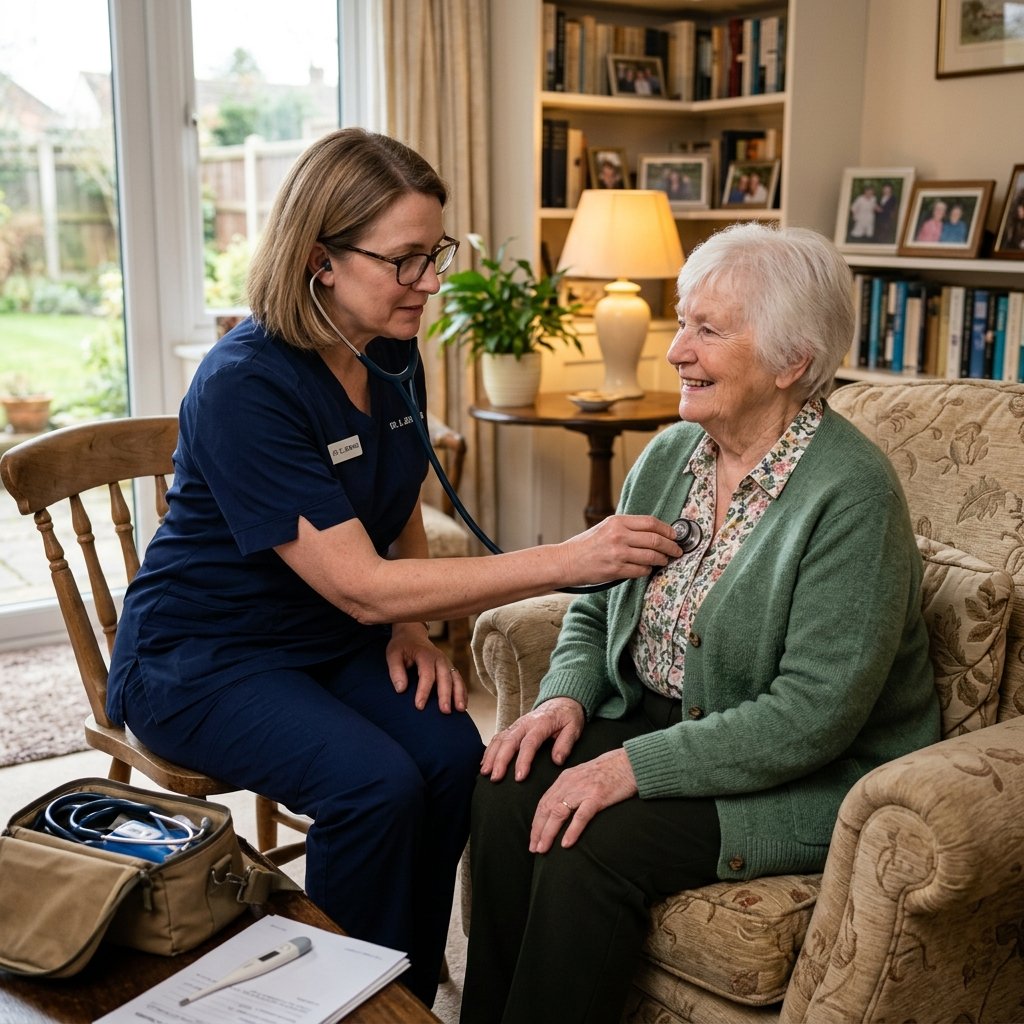 Doctor examining patient at home