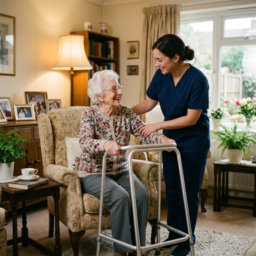Caregiver helping an elderly person