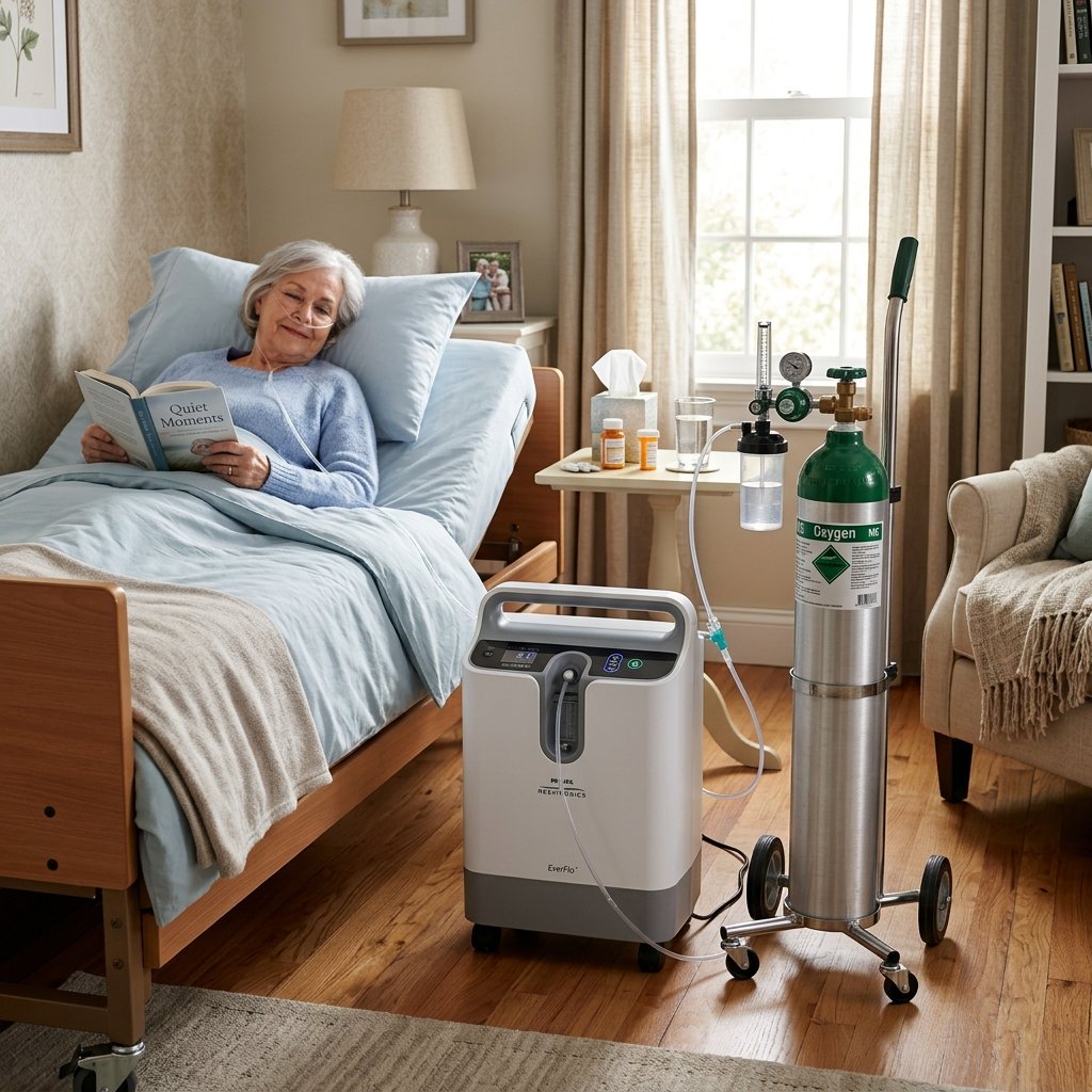 Oxygen concentrator and cylinder at home
